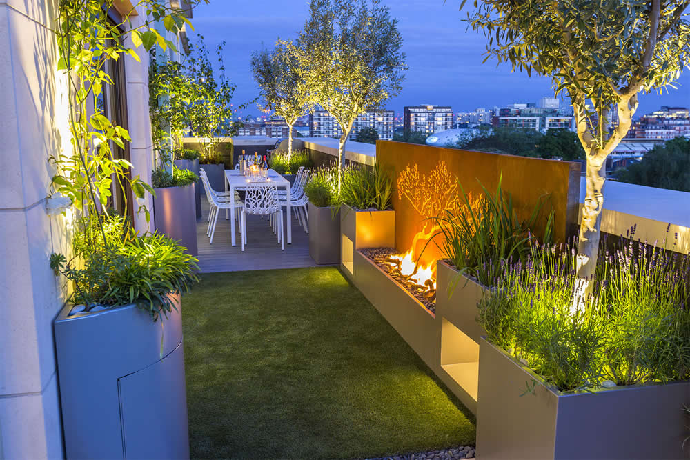 modern roof garden design, terraced backyard ideas