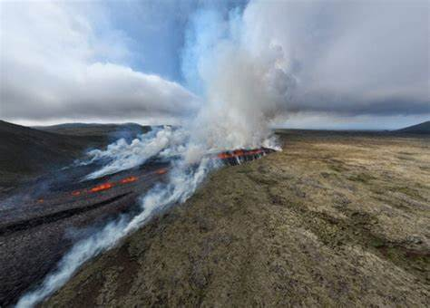 Iceland volcano eruption, Geldingadalur Valley, Volcanic eruption in Iceland